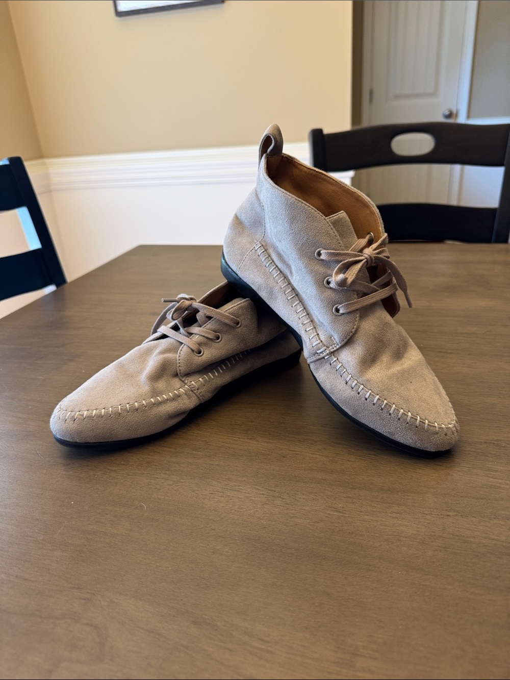 comfortview Taupe Suede Lace-Up Ankle Booties
